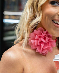 Sydney's Bright Pink Chiffon Flower Choker
