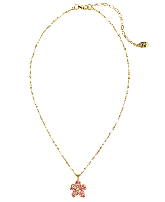 Laura Ashley - Short Pink Shamrock Pendant Necklace