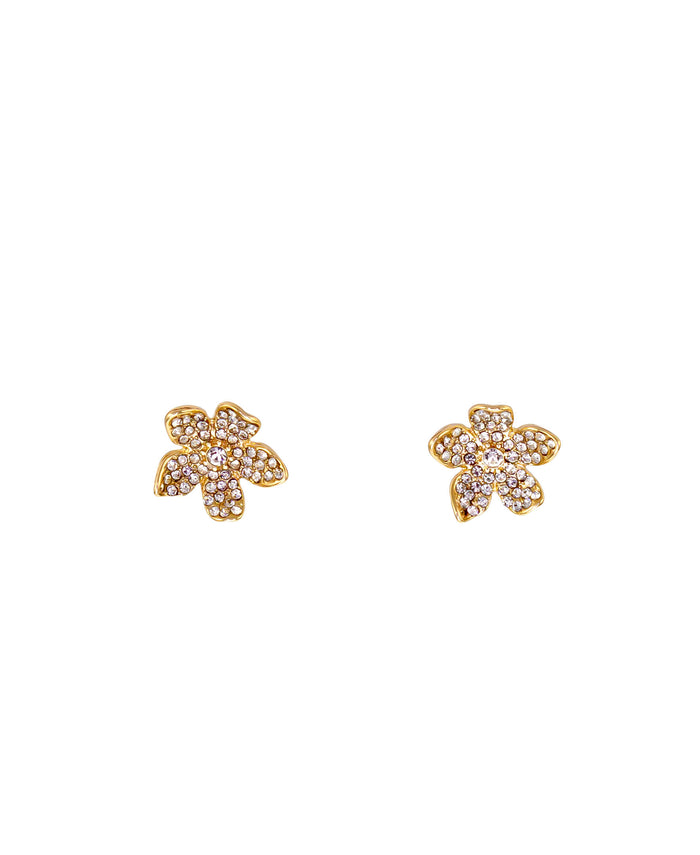 Laura Ashley - Pave Floral Button Earrings