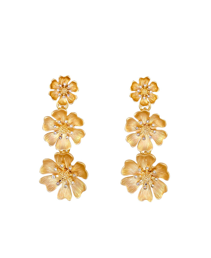Laura Ashley - 3-Part Gold-Tone Floral Earrings