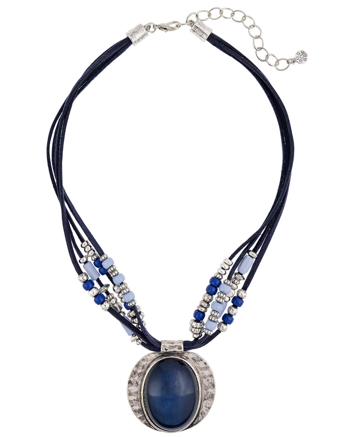 Ruby Rd. - Blue Multi-strand Beaded Short Necklace