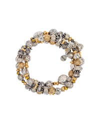 Rwo-tone Three Row Stretch Bracelet displayed on white background – Dauplaise Jewelry