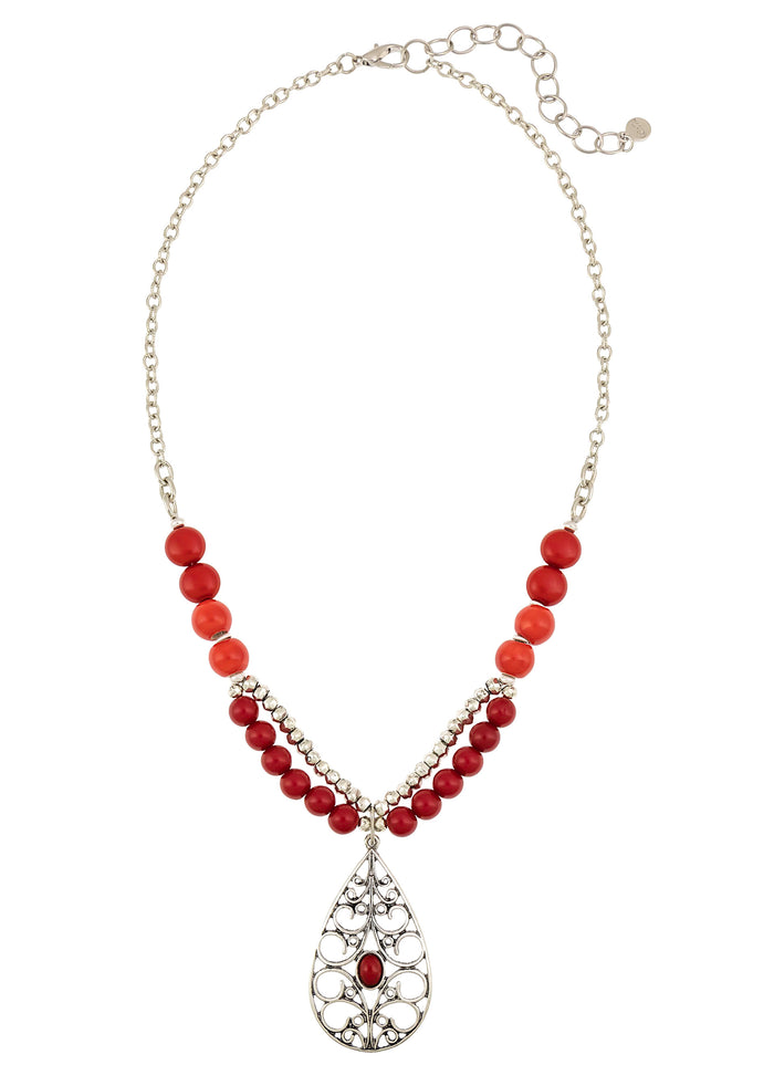 Ruby Rd. - Red Teardrop Pendant Necklace