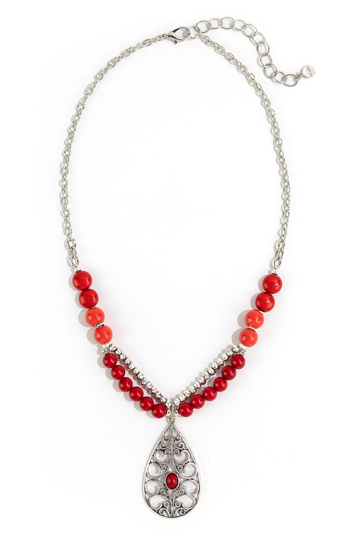 Ruby Rd. - Red Teardrop Pendant Necklace
