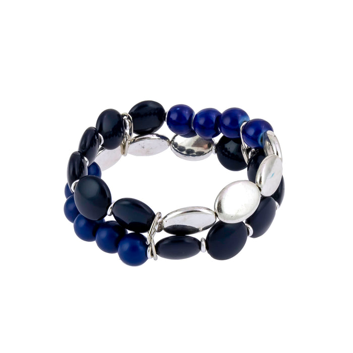 Ruby Rd. Blue 2-Row Silhouette Stretch Bracelet