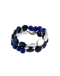 Blue Two Row Stretch Bracelet displayed on white background – Dauplaise Jewelry