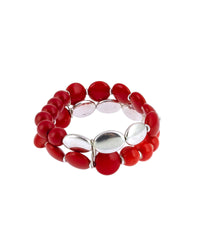 Red Two Row Stretch Bracelet displayed on white background – Dauplaise Jewelry