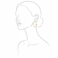 Gold Twisted Oval Hoop Earrings lifestyle shot – on body line art style