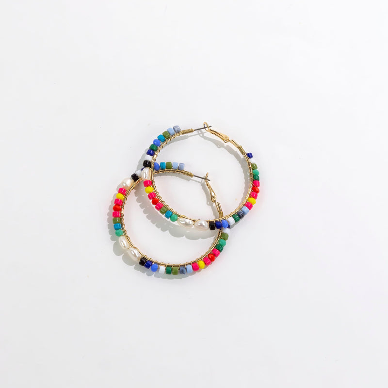 Dauplaise Jewelry Multi-Beaded Fresh Water Hoop Earrings