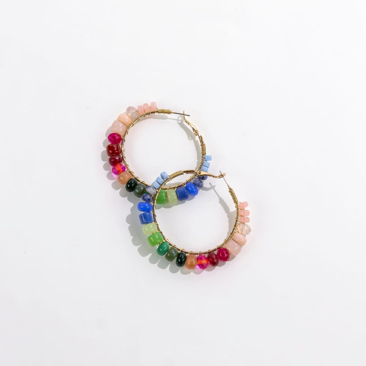 Dauplaise Jewelry Multi-Tone Glass Hoop Earrings