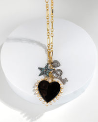 Dauplaise Jewelry Upcycled Heart + Key Charmed Necklace