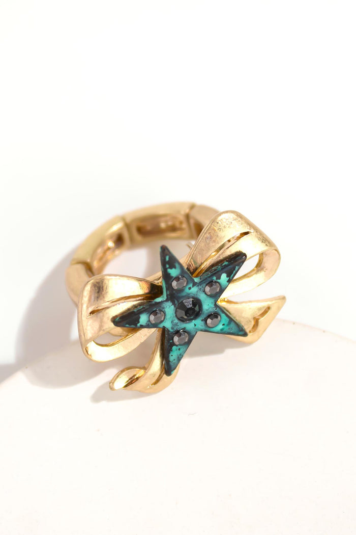 Dauplaise Jewelry Upcycled Bow Ring with Star Charm