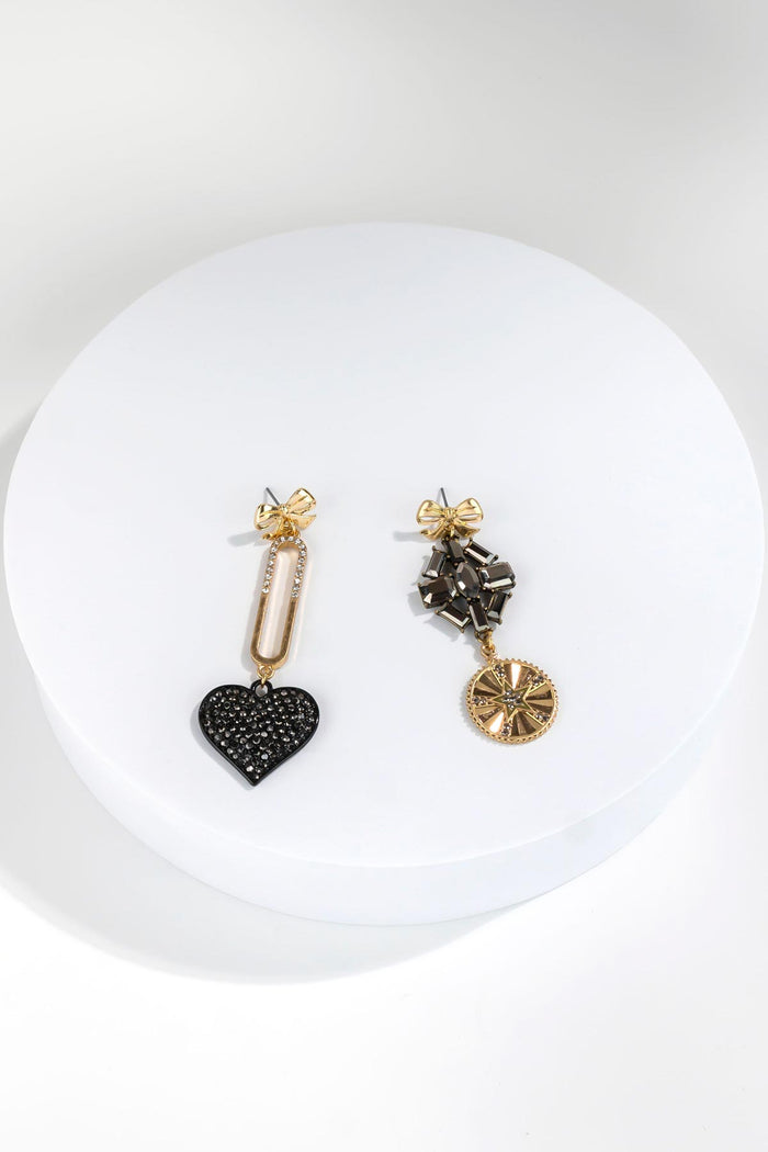 Dauplaise Jewelry - Upcycled Mismatched Heart Charm Earrings