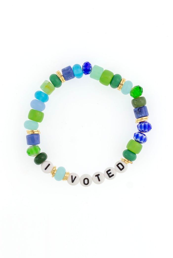 Dauplaise Jewelry “I Voted” Bracelet in Multi-Tone Blue