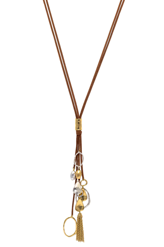 Dauplaise Jewelry - Two-Tone Tassel Long Necklace