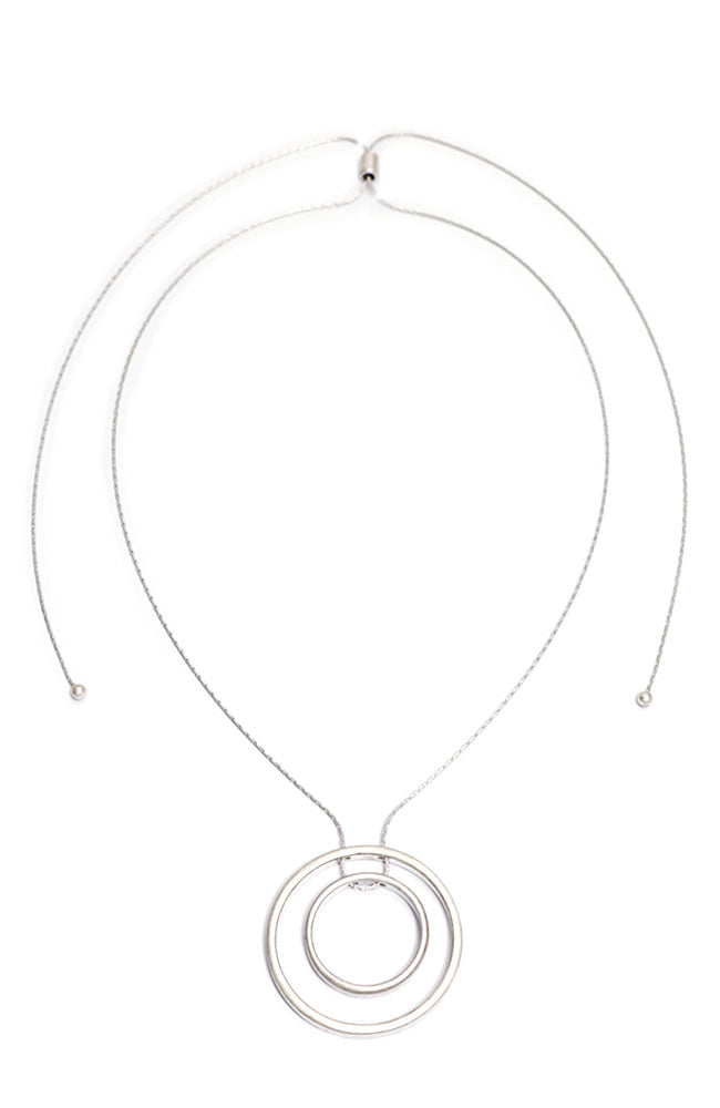 Dauplaise Jewelry - Long Silver-tone metal pendant