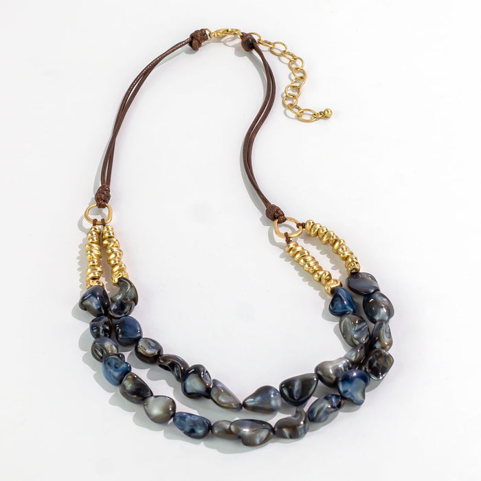 Dauplaise Jewelry - Blue Shell Double Row Necklace