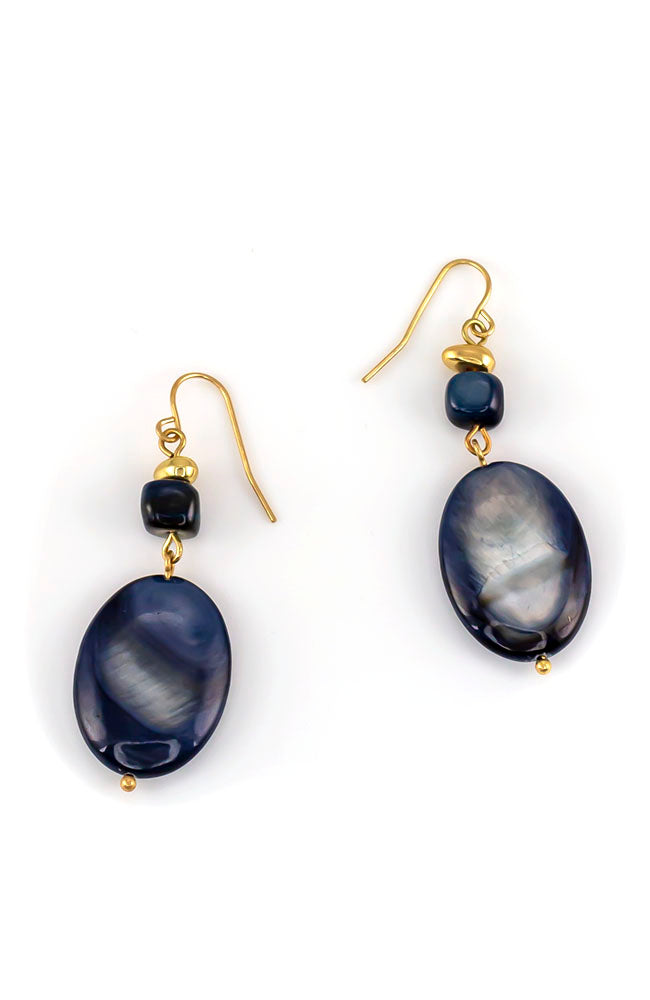 Dauplaise Jewelry - Blue Shell Double Drop Earring