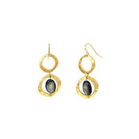 Dauplaise Jewelry Double Drop Metal and Shell Earrings