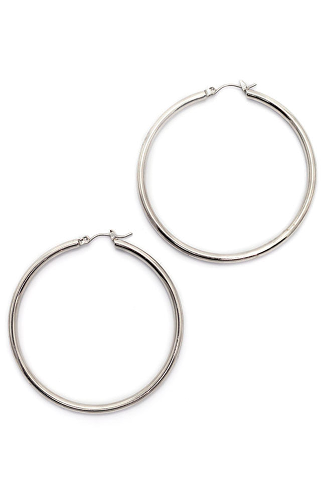 Silver Tone 50 mm Hoop Earrings