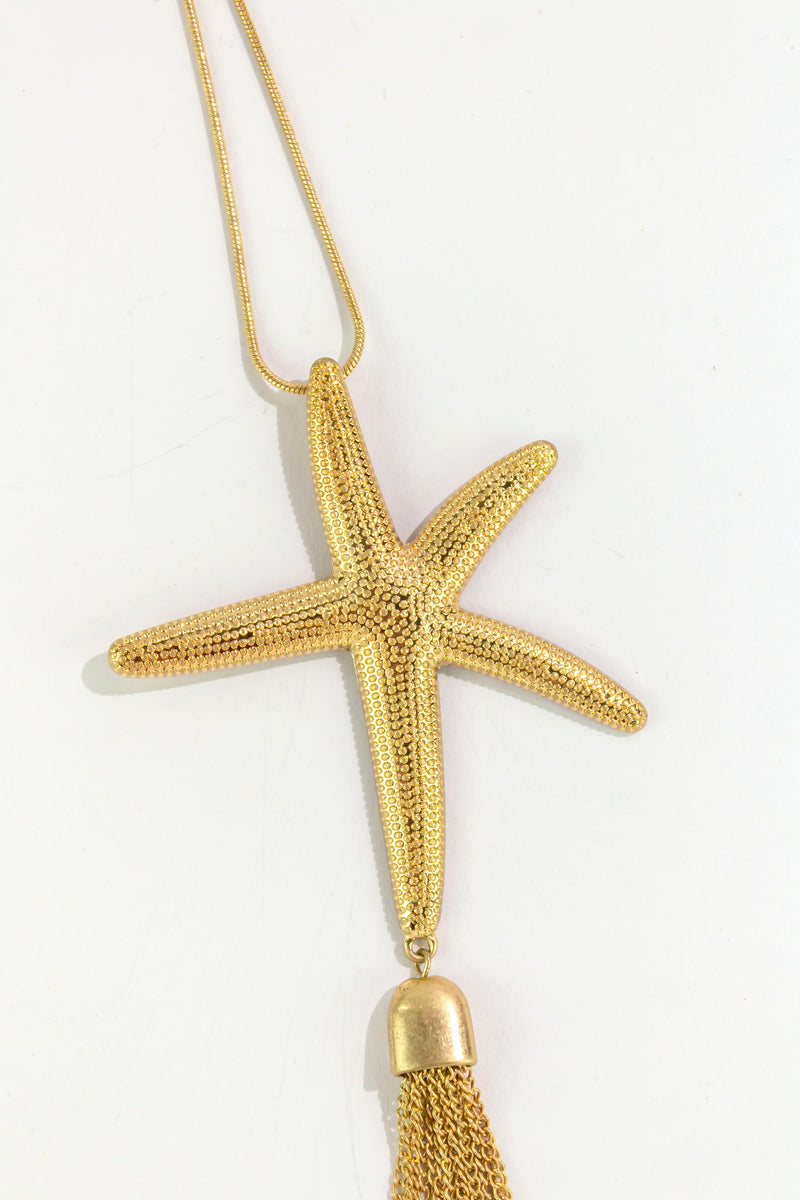 Dauplaise Jewelry Long Star Fish Tassel Necklace