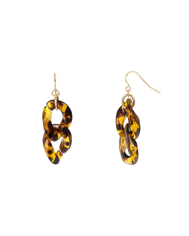 Dauplaise Jewelry - Double Link Tortoise-Print Earrings