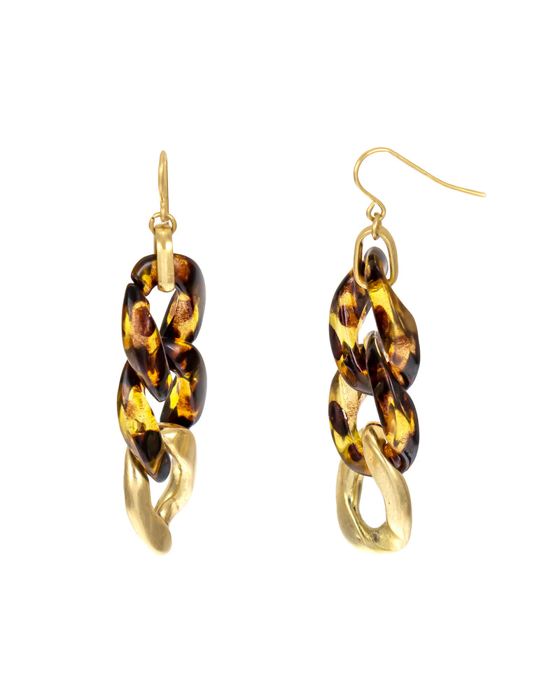 Dauplaise Jewelry - Tortoise-Print Link Drop Earrings