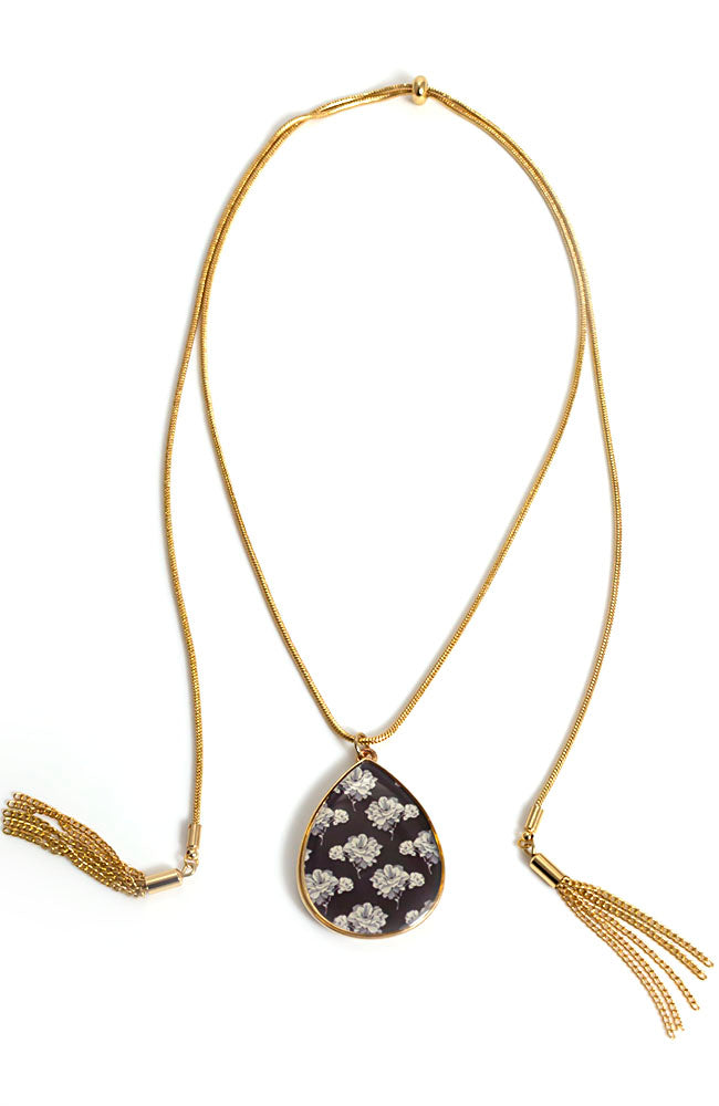Laura Ashley The Blue Floral Tassel Necklace