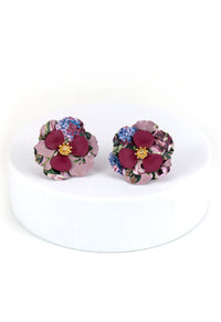 Laura Ashley - Berry Multi Post Flower Button Earrings