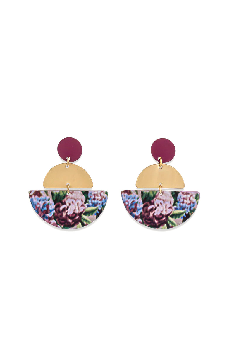Laura Ashley - Berry Multi Post Double Crescent Drop Earrings