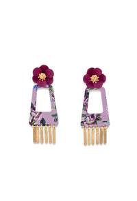 Laura Ashley Berry Multi Post Flower with Fringe Earrings