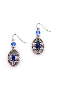 Ruby Rd. - Blue Oval Drop Earrings
