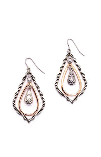 2-Tone Orbital Textured Teardrop Earrings