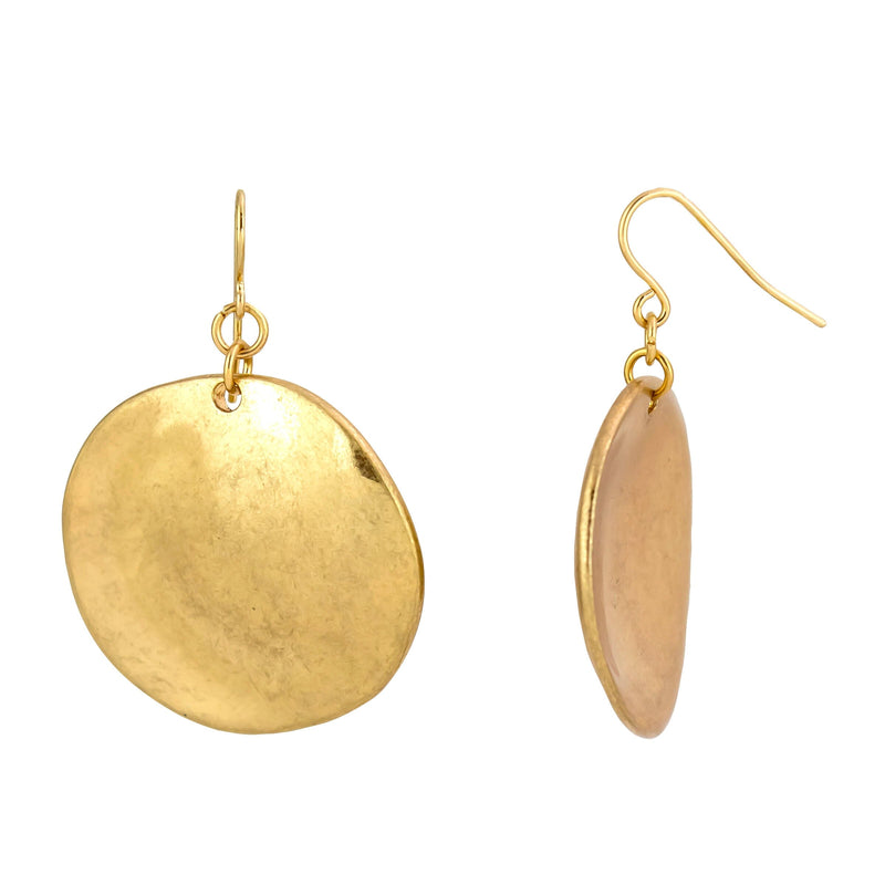Dauplaise Jewelry Gold-Tone Casual Metals Disc Drop Earrings CD Earring Carol Dauplaise 