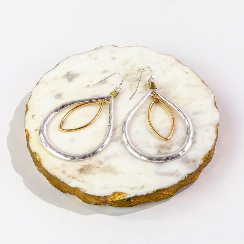 Dauplaise Jewelry Two-Tone Oval Orbital Teardrop Earrings CD Earring Carol Dauplaise 