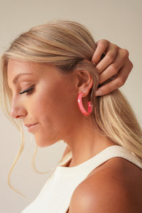 Dauplaise Jewelry Fuchsia Resin Hoop Earrings