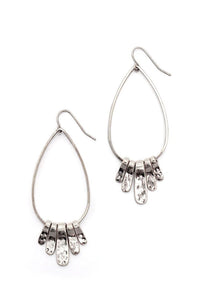 Pear shape drop earrings in silvertone CD Earring Carol Dauplaise 