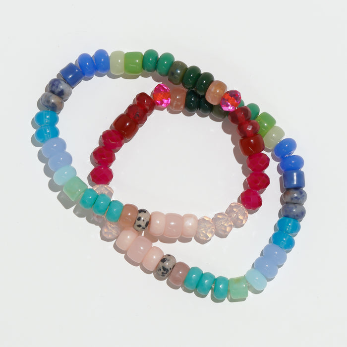 Dauplaise Jewelry Multi-Tone Glass Bracelet Set