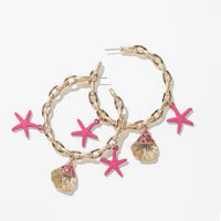Dauplaise Jewelry Chain Hoop Earring with Starfish
