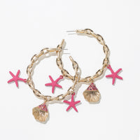 Dauplaise Jewelry Chain Hoop Earring with Starfish
