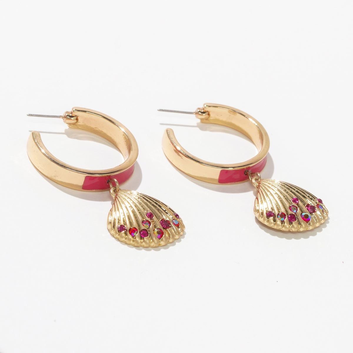 Dauplaise Jewelry - Fuchsia Enameled Hoop Earring