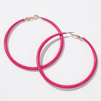 Dauplaise Jewelry - Fuchsia Enameled Hoop Earring