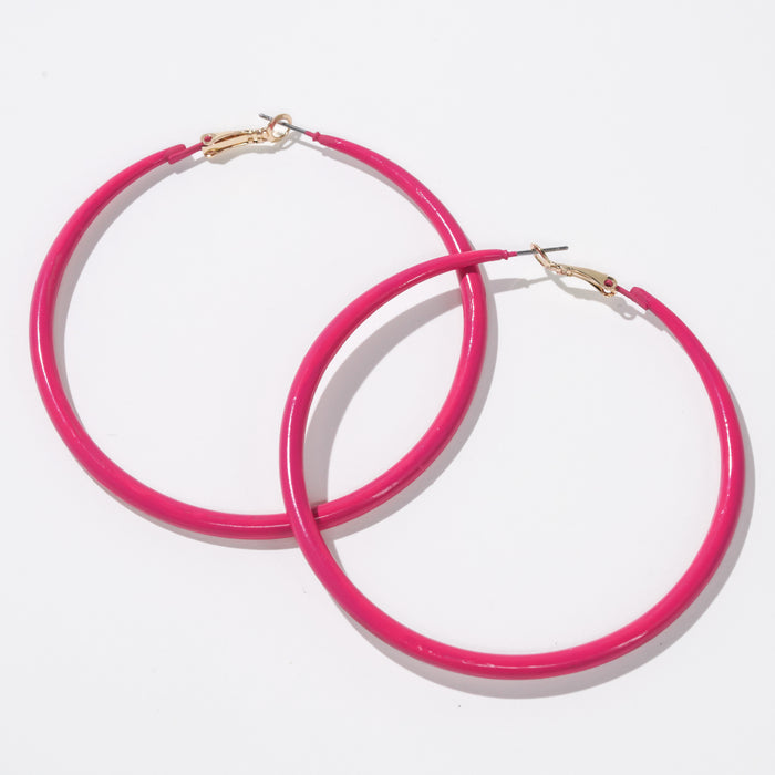 Dauplaise Jewelry Fuchsia Enameled Hoop Earring