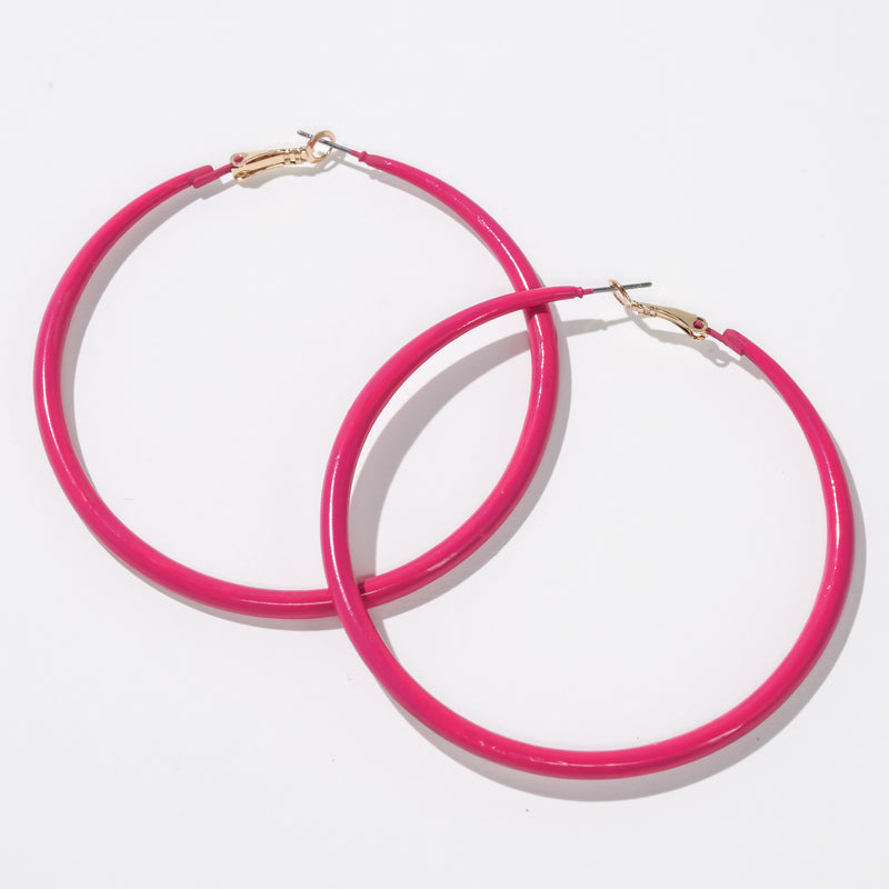 Dauplaise Jewelry Fuchsia Enameled Hoop Earring