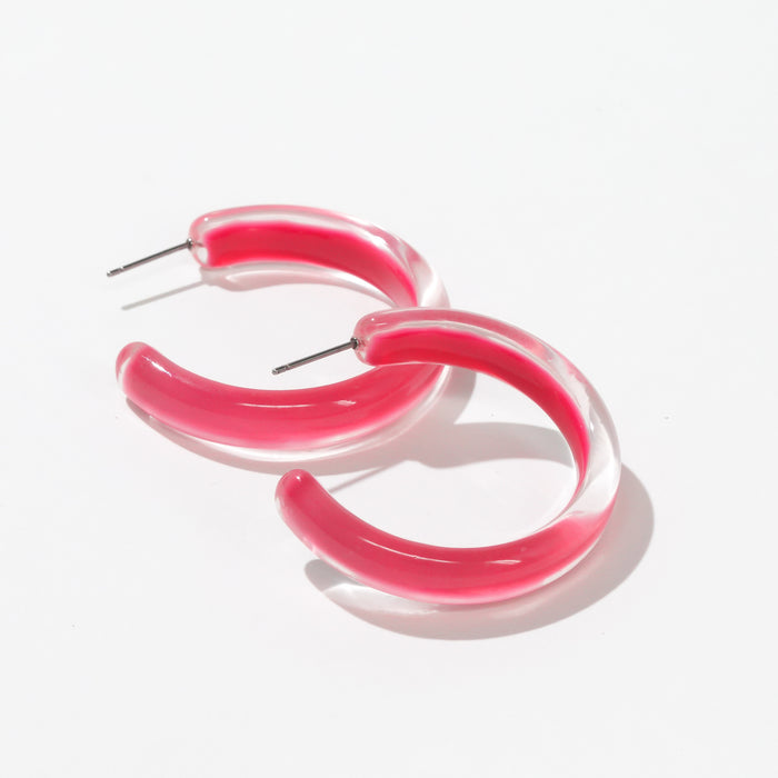 Dauplaise Jewelry - Fuchsia Resin Hoop Earrings