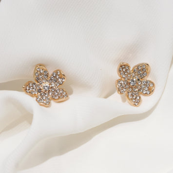 Laura Ashley Pave Floral Button Earring